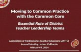 Moving to Common Practice with the Common Core Essential Role of District Teacher Leadership Teams Association of Mathematics Teacher Educators (AMTE)