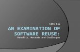 COSC 612. Software Reuse Introduction  Software Reuse: The creation of software systems from pre- existing components rather than building them from.