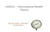 HS4331 – International Health Theory Sep 28, 2009 - Diseases & Indicators.