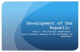 Development of the Republic Unit I: The Colonial Experience: Early Colonial America & The Settlement of Jamestown.