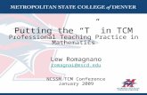 Putting the “T” in TCM Professional Teaching Practice in Mathematics Lew Romagnano romagnaL@mscd.edu NCSSM TCM Conference January 2009.