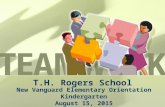 T.H. Rogers School New Vanguard Elementary Orientation Kindergarten August 15, 2015.