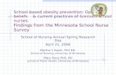 School-based obesity prevention: Opinions, beliefs & current practices of licensed school nurses. Findings from the Minnesota School Nurse Survey School.