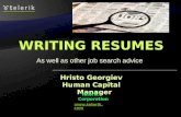 As well as other job search advice Hristo Georgiev Human Capital Manager Telerik Corporation .