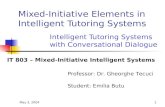 May 3, 20041 Mixed-Initiative Elements in Intelligent Tutoring Systems Intelligent Tutoring Systems with Conversational Dialogue IT 803 – Mixed-Initiative.