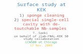 Surface study at KEK 1) sponge cleaning 2) special single-cell cavity with de-toutchable Nb-samples T. Saeki on behalf of Jlab-FNAL-KEK S0 study collaboration.