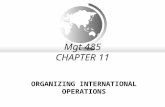 Mgt 485 CHAPTER 11 ORGANIZING INTERNATIONAL OPERATIONS.