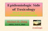 Michael H. Dong MPH, DrPA, PhD readings Epidemiologic Side of Toxicology (6th of 10 Lectures on Toxicologic Epidemiology)