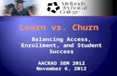 Learn vs. Churn Balancing Access, Enrollment, and Student Success AACRAO SEM 2012 November 6, 2012.