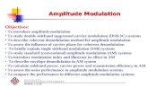 Amplitude Modulation Objectives: To introduce amplitude modulation To study double sideband suppressed carrier modulation (DSB-SC) systems To describe.