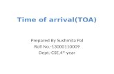 Time of arrival(TOA) Prepared By Sushmita Pal Roll No.-13000110009 Dept.-CSE,4 th year.