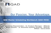 QAD Master Scheduling Workbench (QAD MSW) Carianne Nieuwstraten – Sr. Product Manager – MFG/SC Brent Shooltz – Sr. Business Systems Analyst – MFG/SC MMUG.