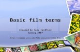 Basic film terms Created by Kate Hallford Spring 2007 .