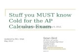 Stuff you MUST know Cold for the AP Calculus Exam In preparation for Wednesday May 9, 2012. AP Physics & Calculus Covenant Christian High School 7525.
