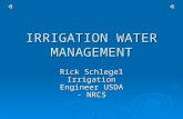 IRRIGATION WATER MANAGEMENT Rick Schlegel Irrigation Engineer USDA - NRCS.