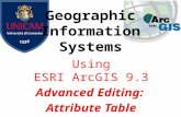Geographic Information Systems Using ESRI ArcGIS 9.3 Advanced Editing: Attribute Table.