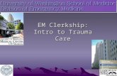 EM Clerkship: Intro to Trauma Care. Objectives Trauma Epidemiology Trauma Primary Survey Life-threats during primary survey –Identification –Treatment.