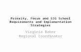 Priority, Focus and SIG School Requirements and Implementation Strategies Virginia Baker Regional Coordinator.