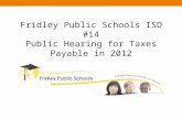 Fridley Public Schools ISD #14 Public Hearing for Taxes Payable in 2012.