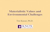 Materialistic Values and Environmental Challenges Tim Kasser, Ph.D.