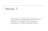 Week 7 PA Science Standards and Anchors; District Curriculum and Scope & Sequence; PSSA Science Exam.