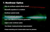 7. Nonlinear Optics Why do nonlinear-optical effects occur? Maxwell's equations in a medium Nonlinear-optical media Second-harmonic generation Sum- and.