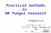Practical methods in AM fungal research Yongjun Liu yjliu@lzu.edu.cn Advisor: Prof. Huyuan Feng Dec. 2009 Lanzhou University.
