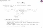 Operating Systems: Scheduling 1 Scheduling Processes can be in one of several states –5 state model : –‘short-term’ scheduling »organising transitions.