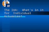 The IAA: What’s in it for Individual Actuaries?. International Actuarial Association We are the unique international organization dedicated to the research,