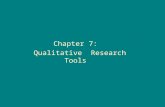 Chapter 7: Qualitative Research Tools. What is Qualitative Business Research ? Research that address business objectives through techniques that allow.
