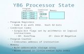 %eax %ecx %edx %ebx %esi %edi %esp %ebp Y86 Processor State –Program Registers Same 8 as with IA32. Each 32 bits –Condition Codes Single-bit flags set.