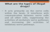 What are the types of illegal drugs? o It acts primarily on the nerve cells within the brain. It interferes with communication between nerve cells and.