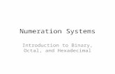 Numeration Systems Introduction to Binary, Octal, and Hexadecimal.