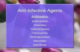 Copyright © 2002, 1998, Elsevier Science (USA). All rights reserved. Anti-Infective Agents Antibiotics:SulfonamidesPenicillinsCephalosporinsTetracyclinesAminoglycosidesMacrolidesQuinolones.
