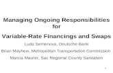 1 Managing Ongoing Responsibilities for Variable-Rate Financings and Swaps Luda Semenova, Deutsche Bank Brian Mayhew, Metropolitan Transportation Commission.