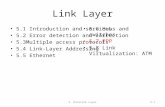 5: DataLink Layer5-1 Link Layer 5.1 Introduction and services 5.2 Error detection and correction 5.3Multiple access protocols 5.4 Link-Layer Addressing.