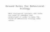 Ground Rules for Behavioral Ecology What biological concepts and terms you need to remember and understand in order to make the field of Behavioral Ecology.