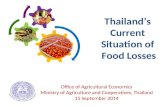 Thailand’s Current Situation of Food Losses Office of Agricultural Economics Ministry of Agriculture and Cooperatives, Thailand 15 September 2014.
