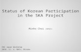 Status of Korean Participation in the SKA Project Minho Choi (KASI) SKA Japan Workshop 2010. 11. 4. NAOJ, Mitaka.