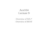 Ace104 Lecture 9 Overview of WS-* Overview of REST.
