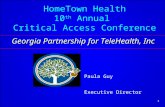 HomeTown Health 10 th Annual Critical Access Conference Paula Guy Executive Director Georgia Partnership for TeleHealth, Inc 1.