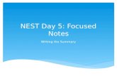 NEST Day 5: Focused Notes Writing the Summary.  Review Costa’s Questions  Finish Writing Questions  Start Writing Summary Today’s Goals.