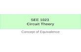 SEE 1023 Circuit Theory Concept of Equivalence. Circuit A and circuit B are equivalent if they have the same I-V characteristics at their terminals. Circuit.