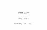 Memory MAR 3503 January 24, 2012. Basic memory processes Encoding – Codes can be acoustic, visual, or semantic Storage – Can store episodic, procedural,