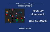 FTA Drug and Alcohol Program NATIONAL CONFERENCE MPOs/City Government: Who Does What? Atlanta, GA 2015.