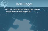 Bell Ringer Do all countries have the same economic needs/goals?
