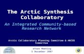 An Integrated Community-based Research Network eTown Meeting 5 December 2007 Arctic Collaboratory Planning Committee & ARCSS Committee The Arctic Synthesis.