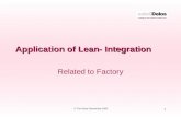 1 © The Delos Partnership 2005 Application of Lean- Integration Related to Factory.