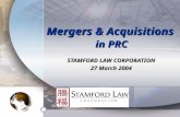 STAMFORD LAW CORPORATION 27 March 2004 Mergers & Acquisitions in PRC.