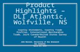 Product Highlights – DLI Atlantic, Wolfville, NS Country Statements, Country Trade Profiles, International Merchandize Trade, Joint Canada/United States.